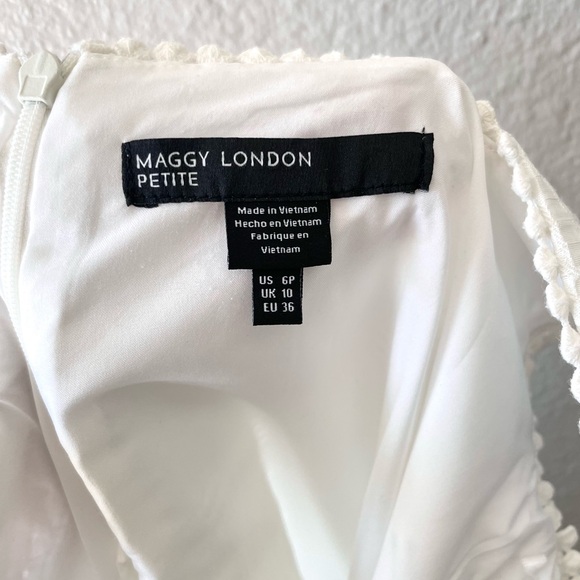 Maggy London Petite White Floral Applique Lace Shift Mini Dress - Picture 8 of 9